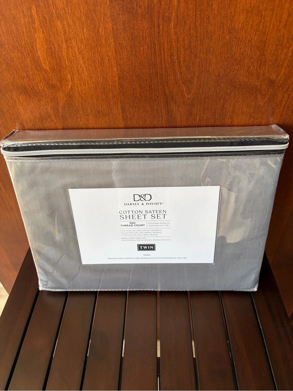 Darsey & David's 300TC Cotton Sateen Twin Sheet Set - Gray